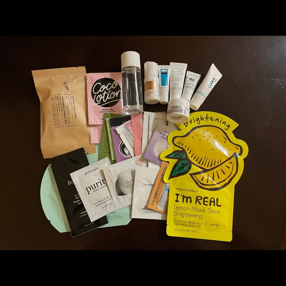 Bundle of skincare samples travel size